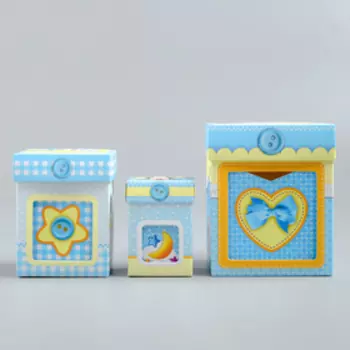 Памятные коробочки для новорожденных, Микки Маус, 3 шт, с местом под фото