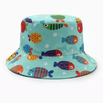 Панама детская KAFTAN «Рыбки», размер 52, голубая