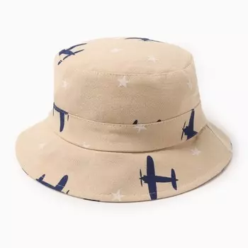 Панама детская MINAKU «Самолётики», размер 48-50, бежевая