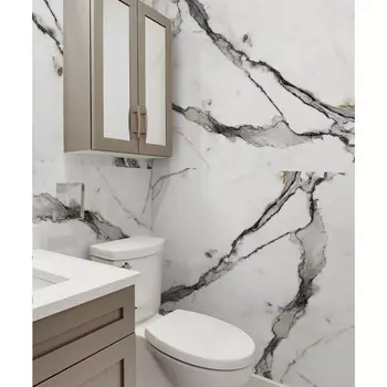 Стеновая панель ПВХ «Гималаи», 12006002.5 мм, цвет глянцевый белый мрамор