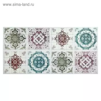 Стеновая панель ПВХ Grace «Кавказ», гранёный квадрат, 960480 мм, цвет красный/зелёный