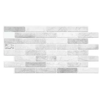 Стеновая панель ПВХ «Кирпич Дымчатый», 485960 мм, цвет белый/серый