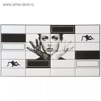 Стеновая панель ПВХ мозаика Grace «Настроение», 955480 мм, цвет чёрный/белый