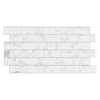 Стеновая панель ПВХ «Пластмаркет. Плитка Каррара», 485960 мм, цвет белый