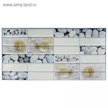 Стеновая панель ПВХ «Плитка свежесть», 955480 мм, цвет белый/голубой