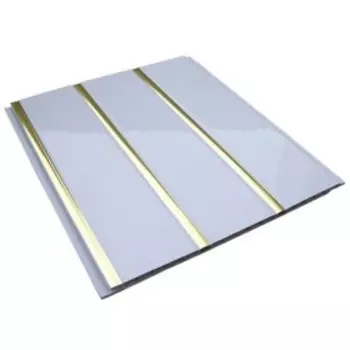 Панель потолочная ПВХ, 3000200 мм, цвет белый/лак золото