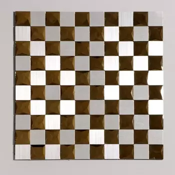 Панель ПВХ самоклеящаяся TAKE IT EASY «Мозаика клетка», 300300 мм, цвет серо - золотой