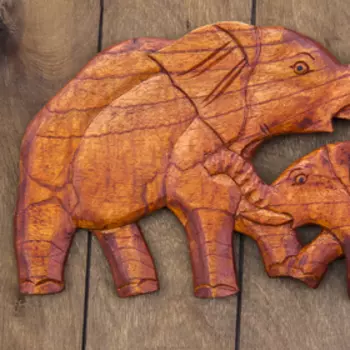 Панно декоративное "Семья слонов" 17,5х51х1 см