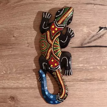 Панно «Геккон цветная абстракция», 30 см, дерево, МИКС