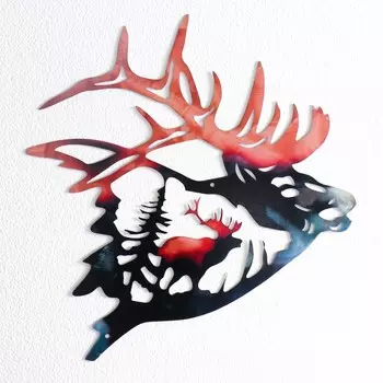 Панно интерьерное металл "Лесной олень" 29х30 см