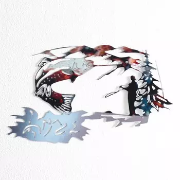 Панно интерьерное металл "Удачная рыбалка" 28х17 см