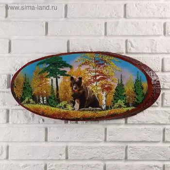 Панно на спиле "Потапыч", 60 см, каменная крошка, горизонтальное