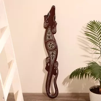 Панно настенное дерево "Геккон коричневый с черно-белым узором" 1,5х15х100 см