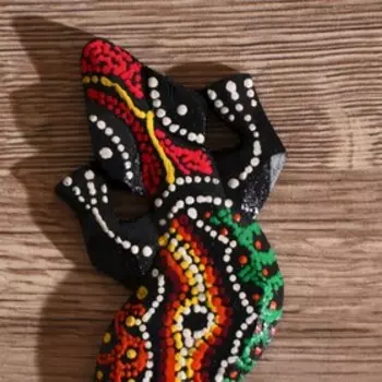 Панно настенное "Геккон цветной" дерево 20х6х1 см