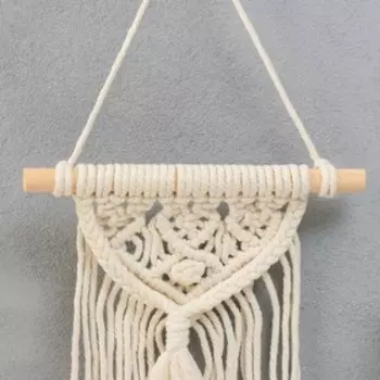 Панно настенное в технике макраме "Далия" натуральный 39х20 см