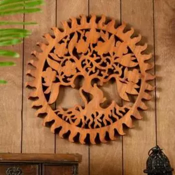 Панно резное дерево "Райское дерево" 40х40х2 см