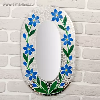 Панно зеркальное "Голубые цветы" 50х1х30 см