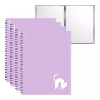 Папка 20 вкладышей на спирали, А4, 600 мкм, ErichKrause "Pastel Bloom Cats", текстура "песок", микс