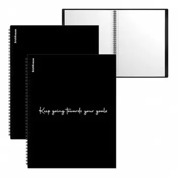 Папка 20 вкладышей на спирали, А4, 600 мкм, ErichKrause "Classic Words", текстура "песок", черная, микс