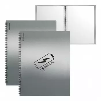 Папка 30 вкладышей на спирали, А4, 600 мкм, ErichKrause "Ice Metallic Ideas", текстура "песок", серая, микс