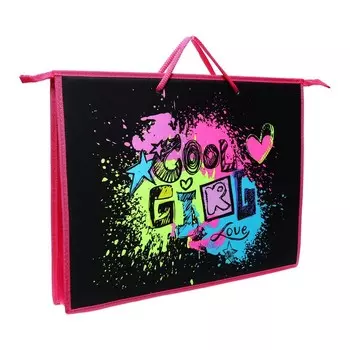 Папка_ А3 с ручками пластик/текстиль молния сверху 50 мм 470*345 ПР 3 -20 "Яркий лого" 70590