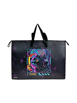 Папка А2 , 650х470х100 мм, deVENTE "Cyber Cat", с ручками, пластиковая, молния сверху, внутренний карман