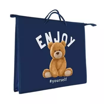 Папка для чертежей и рисунков A3, 470 х 345 х 50 мм, с ручками, пластик/текстиль, молния сверху, ПР 3 -20 "Мишка" 70593