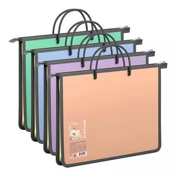 Папка А4+, 330 x 245 х 45 мм, молния сверху, ErichKrause "Matt Pastel Bloom", 600 мкм, тиснение "песок", микс