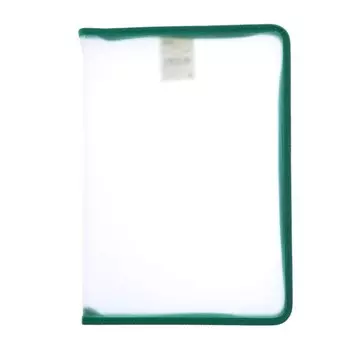 Папка А4 пластиковая, молния вокруг, "Офис", тонированная, зелёная