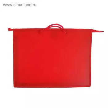 Папка для чертежей и рисунков A3, 420 х 343 х 50 мм, 0.9 мм, с ручками, пластиковая, молния сверху, "Стандарт" ПР 3, красная