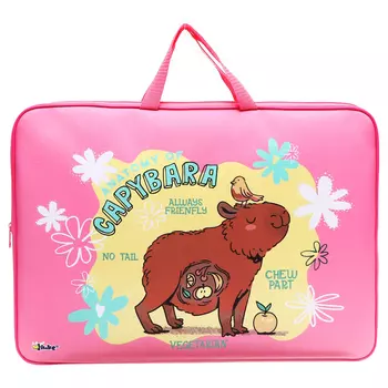 Папка для чертежей и рисунков А3, 475 х 345 х 45 мм, с ручками, текстиль, ПМД 3-20, "Капибара"