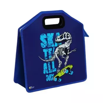 Папка с ручками А4, 350 х 265 х 135 мм (УВЕЛИЧЕННАЯ ШИРИНА), пластиковая, ПТ-16 "Дино на скейте" 68655