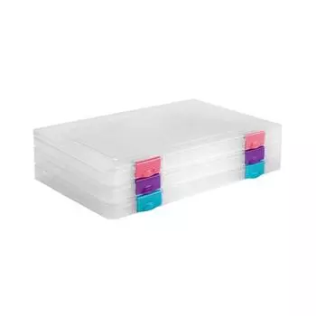 Папка для документов А4, с цветными защелками микс, 230 х 305 х 23 мм, прозрачный корпус