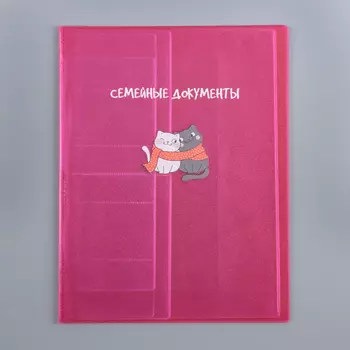 Папка для семейных документов «Котик» красный цвет, 4 комплекта документов, 19 карманов