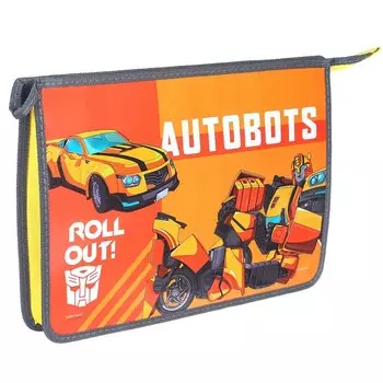 Папка для тетрадей, А4, на молнии, с эффектом металлика, Трансформеры
