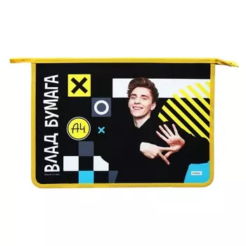 Папка для тетрадей А4, 240 х 340 х 75 мм, 2 отделения, молния сверху, пластиковая, Hatber "Влад А4"