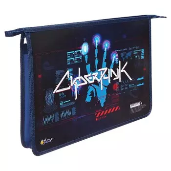 Папка для тетрадей А4, 240 х 340 х 40 мм, молния сверху, ламинированный картон, "Оникс", ПТ- 815, "Кибертема"