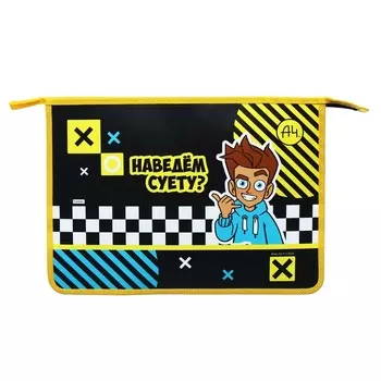 Папка для тетрадей А4, 245 х 340 х 75 мм, 2 отделения, молния сверху, пластиковая, Hatber "Влад А4"