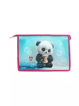 Папка для тетрадей А4, 330230100 мм, deVENTE Yummy Panda, молния сверху, пластиковая, для девочки