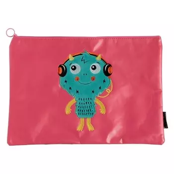 Папка для тетрадей А4, 240 х 235 мм, молнии сверху, кожзам, "Феникс+", розовая