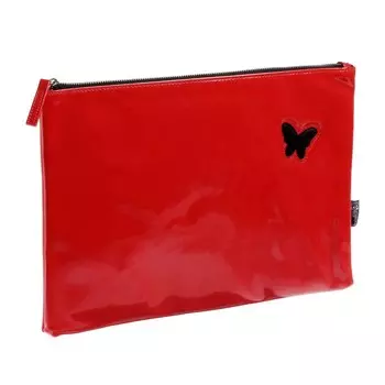 Папка для тетрадей А4, 240 х 345 мм, молния сверху, полеуретан , "Феникс+", красная