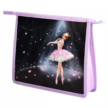 Папка для тетрадей А5, 200 х 233 мм, молния сверху, пластик/текстиль, Феникс "Принцесса балерина"