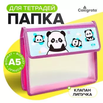 Папка для тетрадей, А5, пластиковая, 23195 см «Пандочки»
