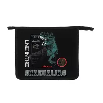 Папка для тетрадей А5, 240 х 205 х 40 мм, пластиковая, молния сверху, ПТ 73-12 "Кибер дино" (объемный 3D-рисунок с эффектом металлика)