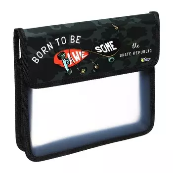 Папка для тетрадей А5 (240 х 205 х 40 мм), с клапаном на липучке, пластик/текстиль, "Skate republic"