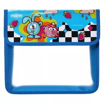 Папка для тетрадей А5 (240 х 205 х 40 мм), с клапаном на липучке, пластик/текстиль, Hatber "Смешарики"