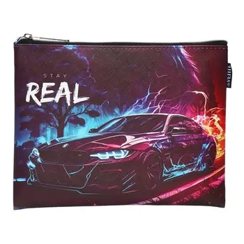 Папка для тетрадей А5, 245 х 200 х 10 мм, молния сверху, кож.зам, de VENTE Stay Real, для мальчиков