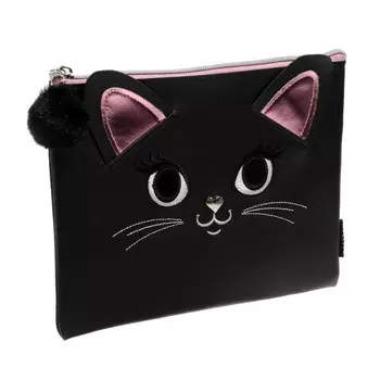 Папка для тетрадей А5 deVENTE Black Kitty, молния сверху, кожзам, чёрная