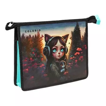 Папка для тетрадей А5, Naruto, 190х230, молния сверху, пластиковая, голубая вставка, "Девочка"