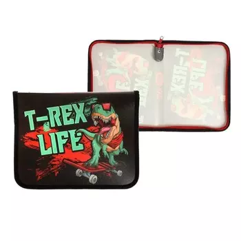 Папка для тетрадей и труда А4 "T-REX", 1 отделение , пластик, на молнии